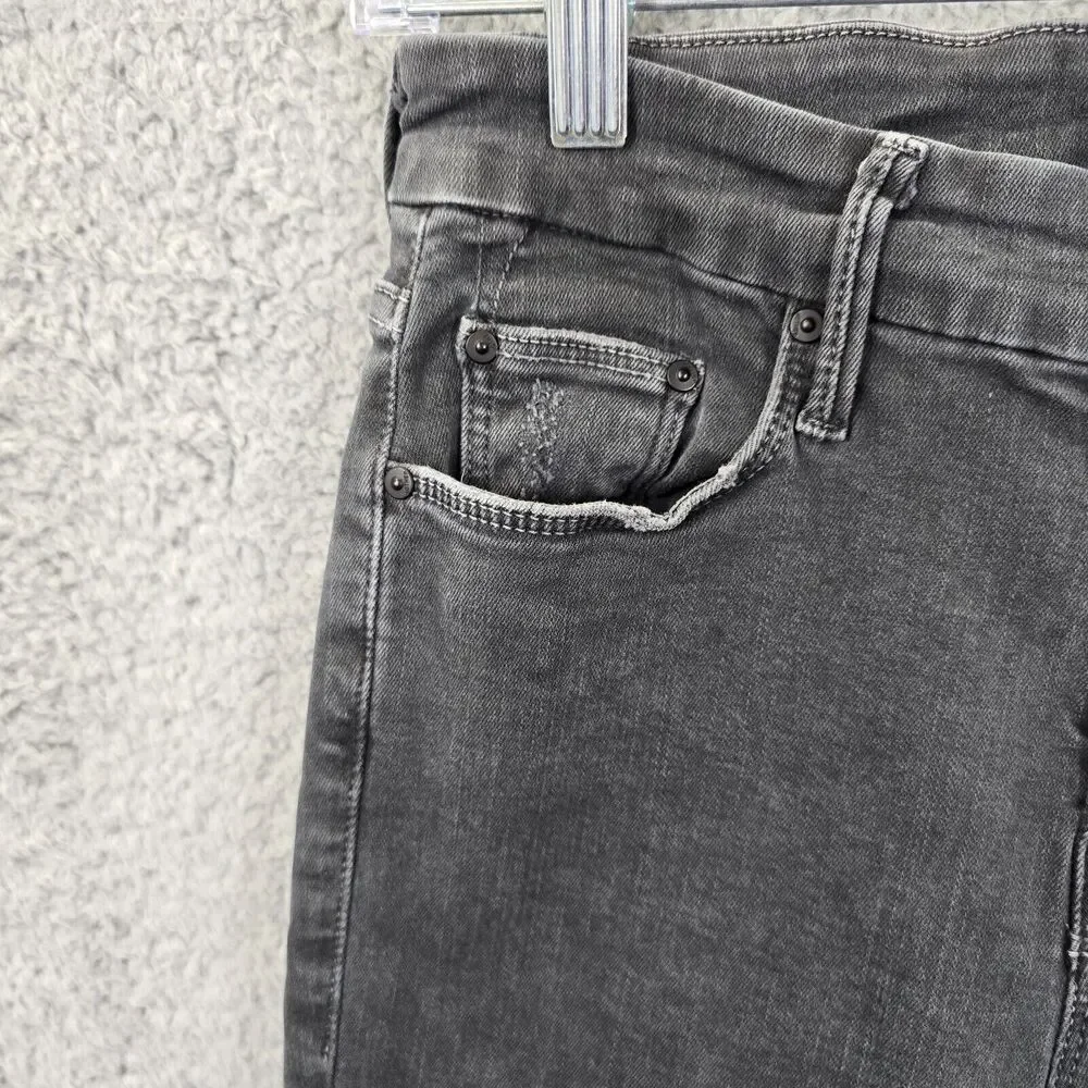 MOTHER Jeans Women's The Looker Zip Fray Dye Faded Black Size 26